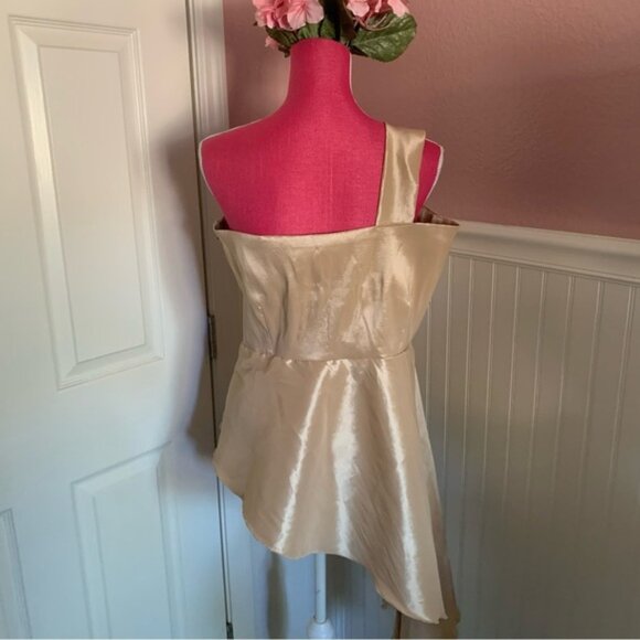 Handmade Gold Taffeta One Strap Special Occasion Asymmetrical Top size XL - Picture 6 of 6